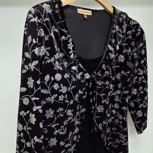 Black and Silver Floral Cardigan